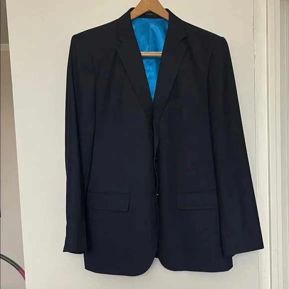 Men's Black Blazer with Blue Lining